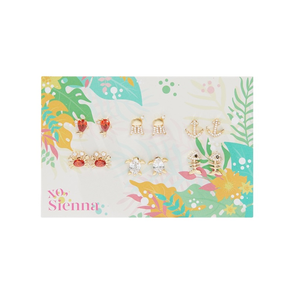 XO Sienna Under the Sea Stud Earring Set Nautical Earrings 6 Pairs Fun Playful